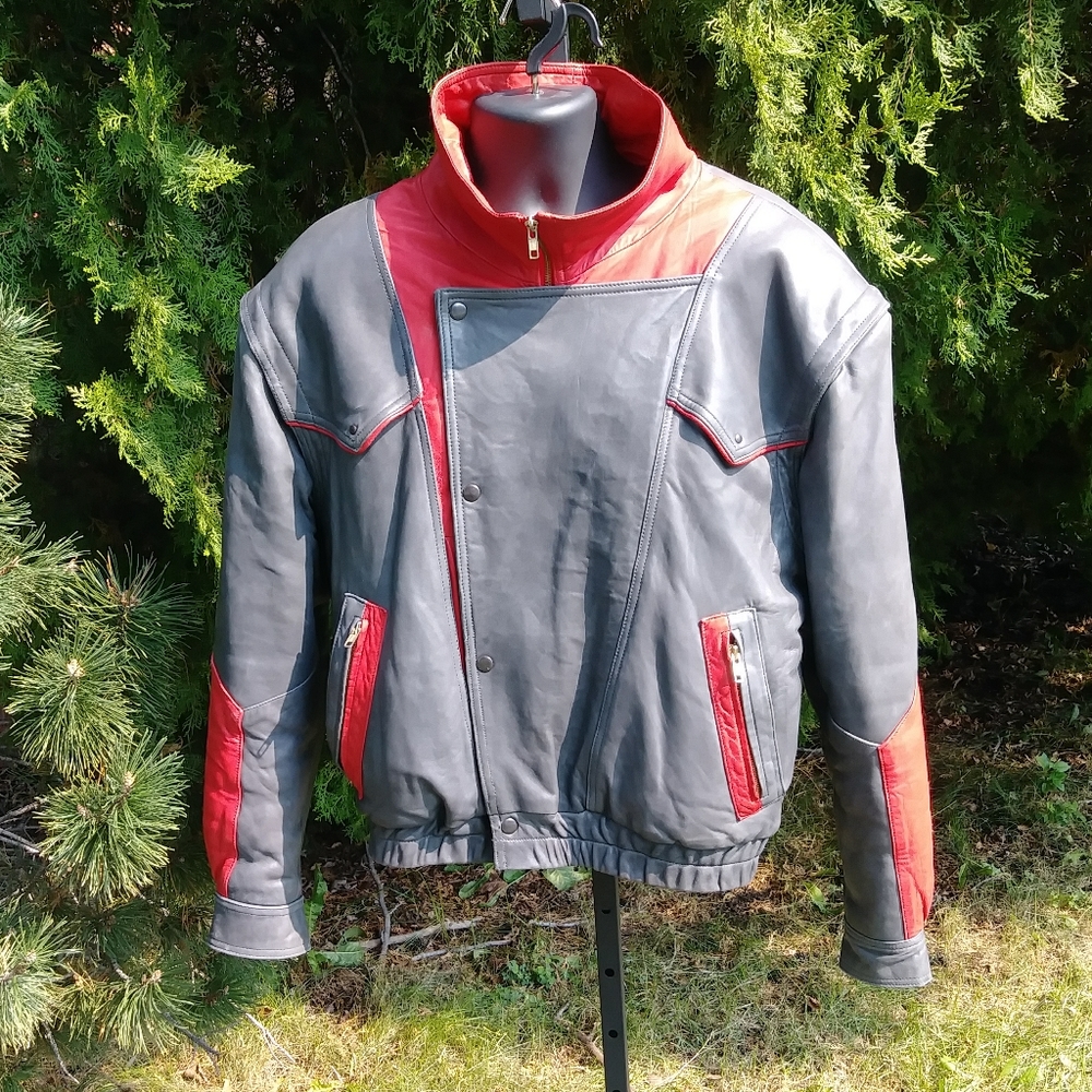 INCREDIBLY RARE 1980S Vintage Phillip Monet Men's Leather Jacket 40